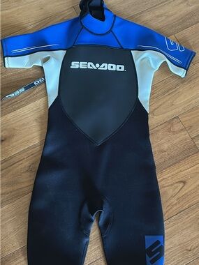 Sea-Doo Kids' Short Sleeve Swim Rashguard Suit - Blue/Black